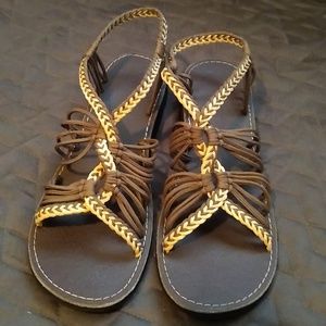Womens braided slip-on sandal